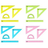 Набор геом. СТАММ (4предм.) НЧ-30523 (линейка 30см,трансп.,2угол.) прозрачн.,неон.,асс.