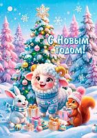 Открытка МО "С НГ" 2-79-5590 (20шт) (с) б/т,подвеска