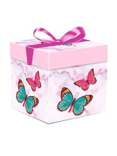 Коробка склад. Миленд "Бабочки, розовая" КРС-3194 (10*10*10см) с лентой