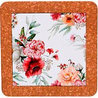 Подставка п/горячее "Цветочное настроение" 320-576 керамика,пробка,19см