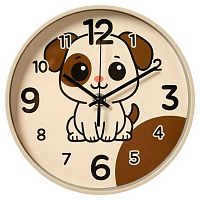Часы настенные "Щенок" 2019-010 круг,хаки,d=19,5см