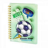 Блокнот 14,5*21см  80л. ALINGAR "Футбол" AL12191 подар.,клетка,спираль,лам.,конгр.,3D