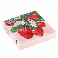 Салфетка бум. Bouquet de Luxe "Клубника" 25387 (25шт),3-х сл.,24*24см