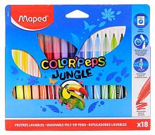 Фломастеры 18цв. MAPED "Jungle" 845421 заблок.пиш.узел, смываемые, к/к.