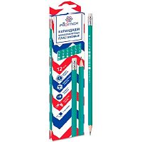 Карандаш ч/гр. пластик. с ласт. ATTOMEX 5032108 шестигр.,HB,зелён.корп.