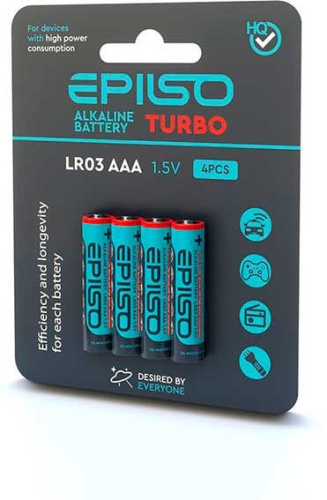 Батарейка EPILSO LR03/AAA 4 Blister Card 1.5V TURBO (БП-00000347)