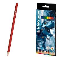 Карандаши пластик. 12цв. EK "Techno Dino" 65013 шестигр.,к/к,е/подвес