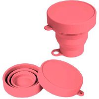 Стакан складной 180мл deVENTE "Mini" 8090417 пастел.розов.,силикон,d-8см,высота-8см,крышка