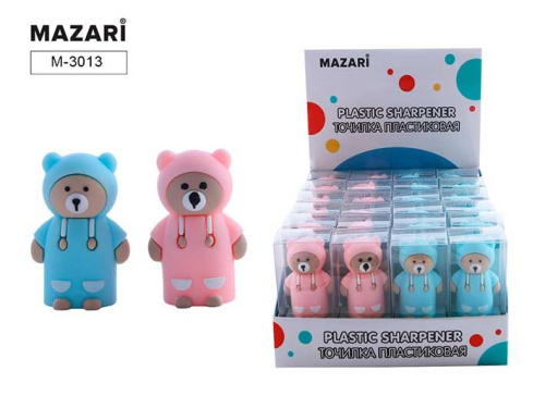 Точилка 1отв. MAZARI "Bear" M-3013 пластик.,асс.