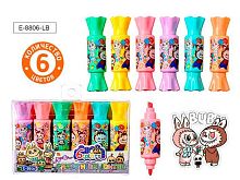 Набор маркеров текст.  6цв. MAZARI "Зубастик" E-8806-LB двустор.,пулев.1мм,скош.4мм,ПВХ-уп.