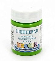 Краска акриловая  50мл ЗХК "Декола" зелёная светлая глянцевая 2928717