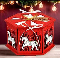 Подар. упаковка НГ "Карусель малая" ПУ893-02-0603 мдф,красный-белый Подар. упаковка НГ "Карусель малая" ПУ893-02-0603 мдф,красный-белый