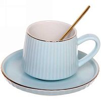 Чайная пара "Ванильная фантазия" (кружка 240мл,блюдце, ложка) 363-637 голубая
