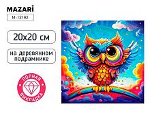 Мозаика алмазная MAZARI "Сова" M-12192 холст,20*20см,полн.выкл.,подрам.