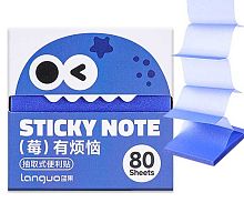 Кл.бумага д/заметок 76*76мм INTELLIGENT Languo 80л. "Синий" DN-389  Z-сложение,блёстки