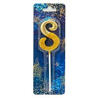 Свеча-цифра Микрос "8" золотой блеск Ч53163