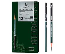 Карандаши ч/гр. Giorgione DJ-28 (12шт) кругл.(2Н,НВ,F,2В,3В,4В,6В,8В,sort,medium,hard) к/к,е/подвес