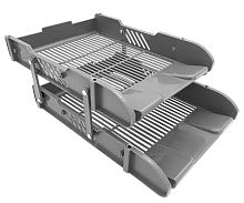 Лоток гориз.2-секц.трансформер INTELLIGENT DB-168 пластик.,сетчатый,серый