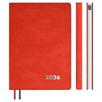 Еженедельник 2026г. А5+  80л. ESCALADA кож.зам."Нубук коралловый" 70333 мягк.обл.,тисн.фольг.