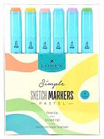 Маркеры д/скетчинга  6цв. LOREX "Base Color Simple" LXSMPS6-SP двухст.,пулев./скош.,трёхгр.корп.