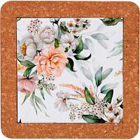 Подставка п/горячее "Пионовое настроение" 320-578 керамика,пробка,19см