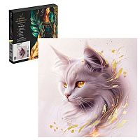 Картина по номерам с поталью ФЕНИКС "Золотая кошка" 71276 холст,30*30см,подрам.