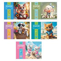 Альбом для рис.12л. ХАТ "Пушистые мордочки" ECO,на скобе,асс.