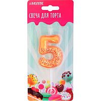 Свеча-цифра д/торта "5" deVENTE "Donut" 9060305 5,9*4,4*1см,с 3D декор.,карт.блист.