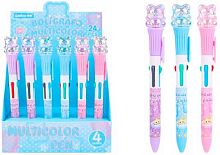 Ручка авт. шар. 4-х цв. WEIBO "Bear" WB-55671 светящ.перламутр.фигурка-медвежонок,асс.