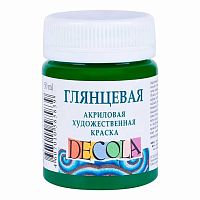 Краска акриловая  50мл ЗХК "Декола" зелёная средняя глянцевая 2928722