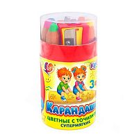 Карандаши Утолщ.  8цв. ЛУЧ "Кроха" 35С 2347-08 кругл.,с точилкой,тубус