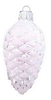 Игрушка ёлочная КОЛОМЕЕВ "Шишка в снегу,серебро гл." ФУ-2-90/61 сер.гл. стекло, 9см,подар.уп.