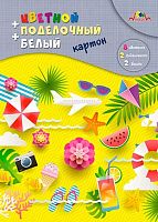 Картон цв.,белый,поделочный А4 12л.10цв. АППЛИКА "Яркое лето" С2817-02 на спирали