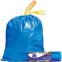 Пакеты д/мусора "CleanLab"  65л. 15шт 9050712 синий,60*70см,ПНД,с завязками,тип дна прямой