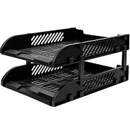 Лоток гориз.2-секц. Deli "Black" E9212 (2053200) чёрный,сборный,32,5*24,1*15,5см