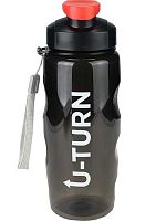 Бутылка д/воды 500мл Миленд "Урбан" УД-9392 пластик.с крышкой-защёлкой и ремешком,чёрная с красным
