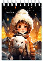 Блокнот А6  48л.  АППЛИКА спираль "Милая девочка" С0511-141 карт.обл.,блёстки