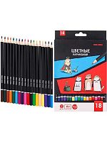 Карандаши 18цв. Проф-Пресс "Mini Friends" КЦ-3708 дерев.,гекс.,к/к