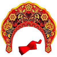 Кокошник "Красное, чёрное и золото" 30001752 картон,с лентой