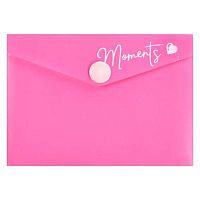 Папка-конверт на кнопке А7 (105*74мм) ФЕНИКС "Розовый" 65863 д/карт и визиток,пластик,на кнопке