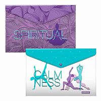 Папка-конверт на кнопке А4 EK "Meditation" 54779 пластик,глянц.,160мкм,асс.