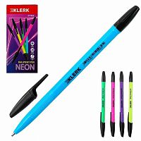 Ручка шар. КЛЕРК "Neon" 211952 синяя 1мм,цв.корп.,асс.