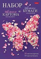 Набор цв.картона А4 10л.10цв. мелов. и цв.бумаги А4 10л.10цв. мелов. ХАТ "Нежность лепестков" 32440