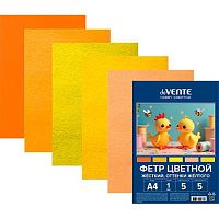 Фетр  5л. 5цв. А4 deVENTE "Оттенки желтого" 8113405 жёсткий,1мм