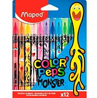 Фломастеры 12цв. MAPED "Color`Peps Monster" 845400 смываем.,заблокир.пиш.узел,к/к