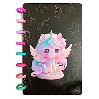 Записная книжка А5 100л. КОКОС "Unicorn angel" 251895 пластик.обл.,на кольцах.выб.лак,клетка