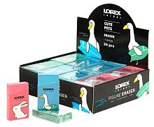 Ластик LOREX "Kids figure cute pets" LXKESFRD-CP термопл.рез.,50*29*10мм,прямоуг.,карт.держ.