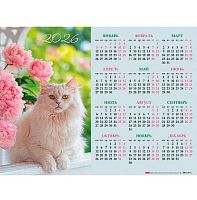 Календарь настенный листовой А2 2026г. ХАТ "Мур-Мур" 34422 мелов.,с укрупн.сеткой,135гр.