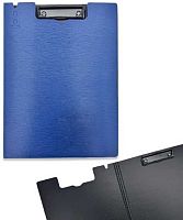 Клипборд А4 INTELLIGENT DK-80 тёмно-синий/чёрный,с доп.створкой,фактура "полосы"