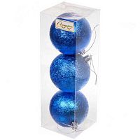 Игрушка ел. "Шар  7см" (3шт) "Мягкий блеск" 652-302 синий
